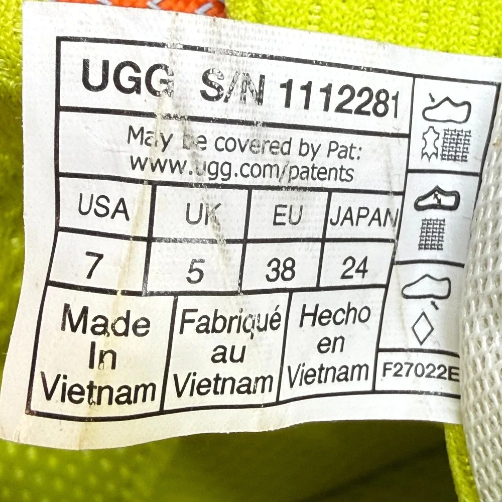 UGG Highland Sneaker Boot Womens 7 Chestnut Orange Neon Yellow High Top Sneakers